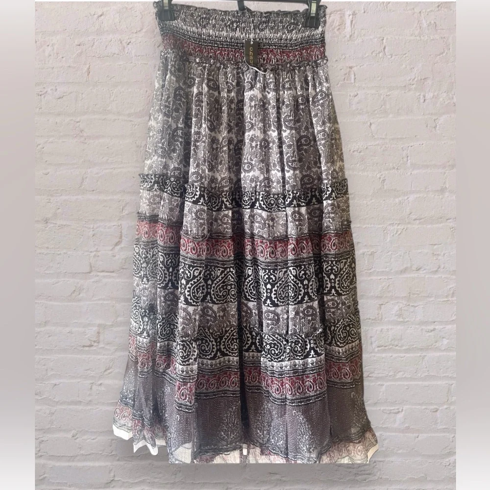 Chaudry KC Maxi Skirt Womens X-Small Lined Lightweight Pull On Smocked Waist NWT - Picture 1 of 7